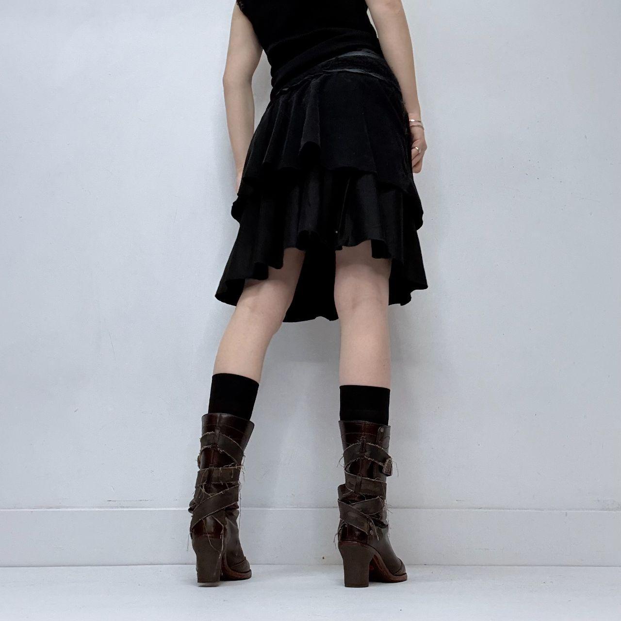 Black pleated mini ruffle skirt