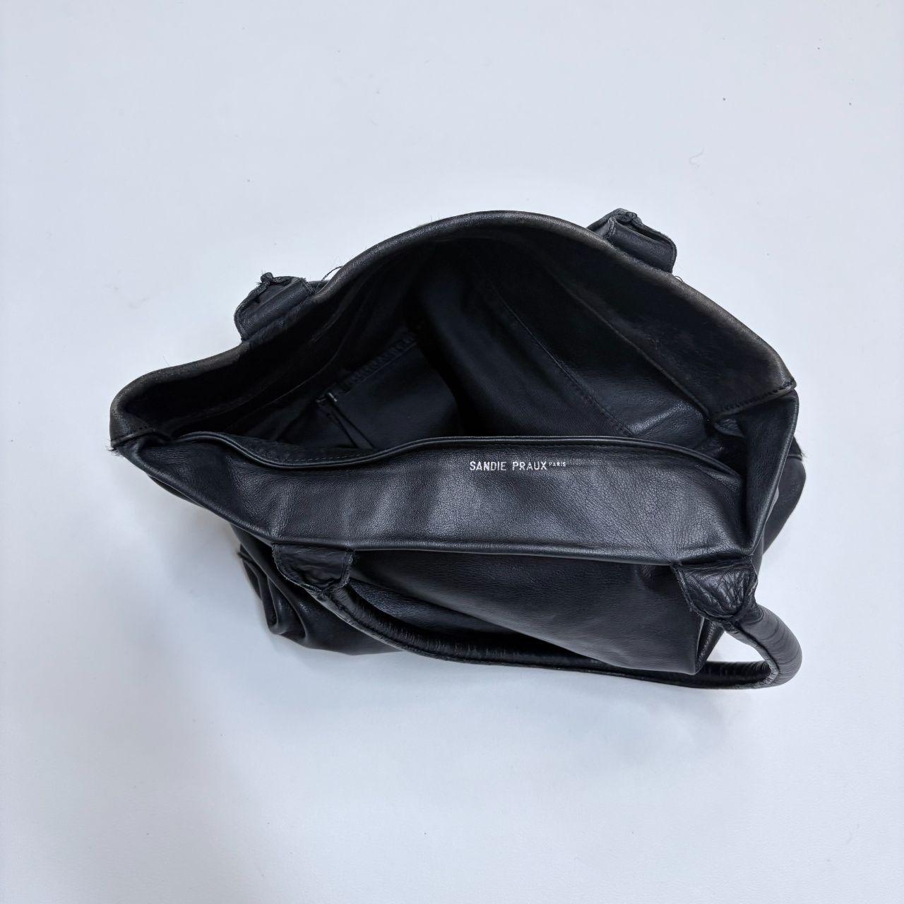 Back pony hair leather bag