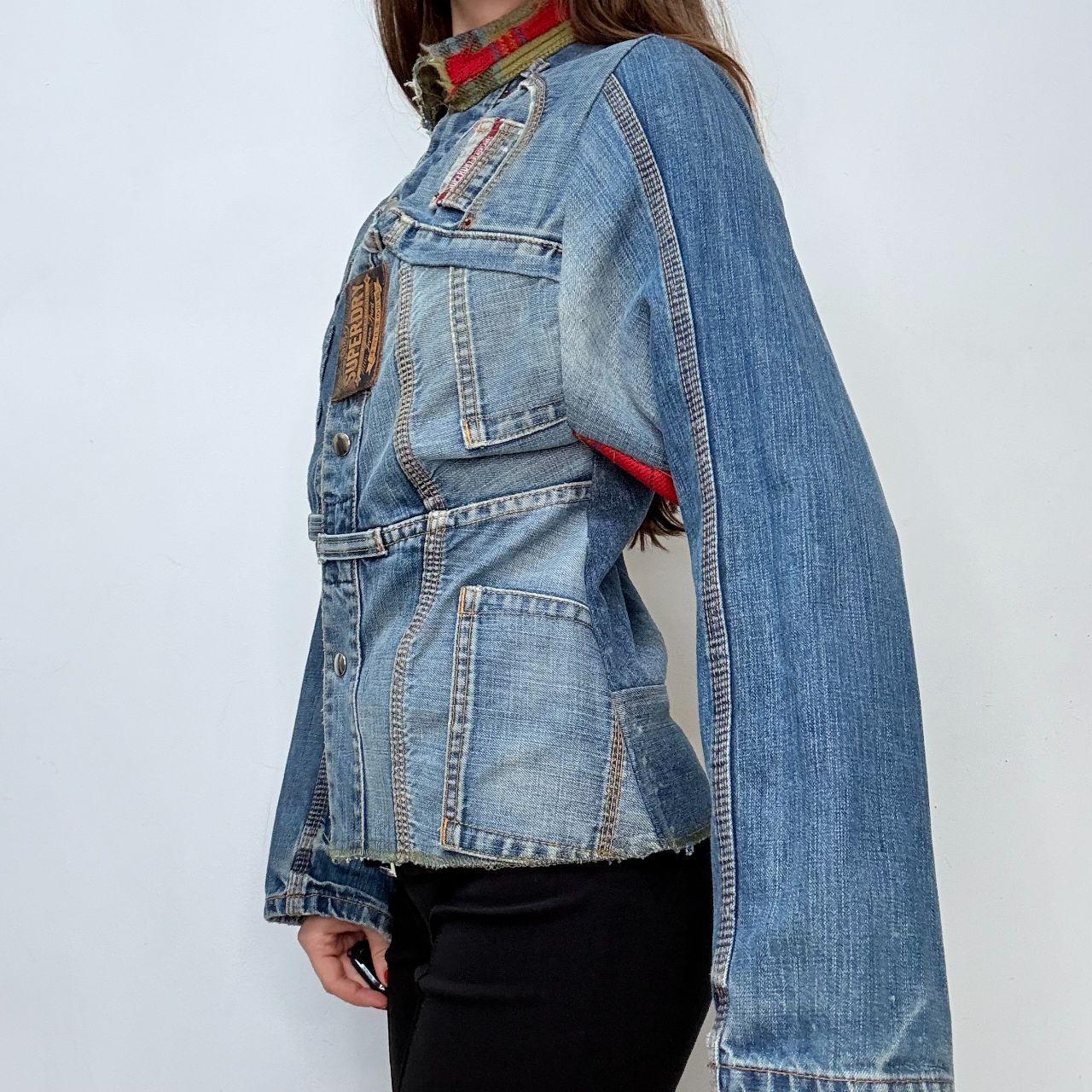 Deconstructed flared jean handmade jacket