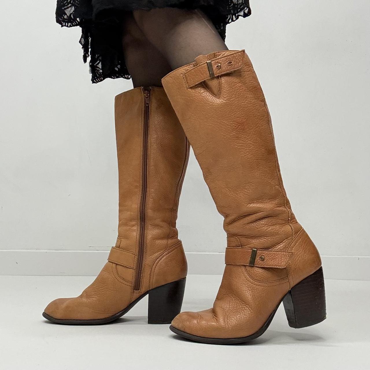 Tan leather campus boots