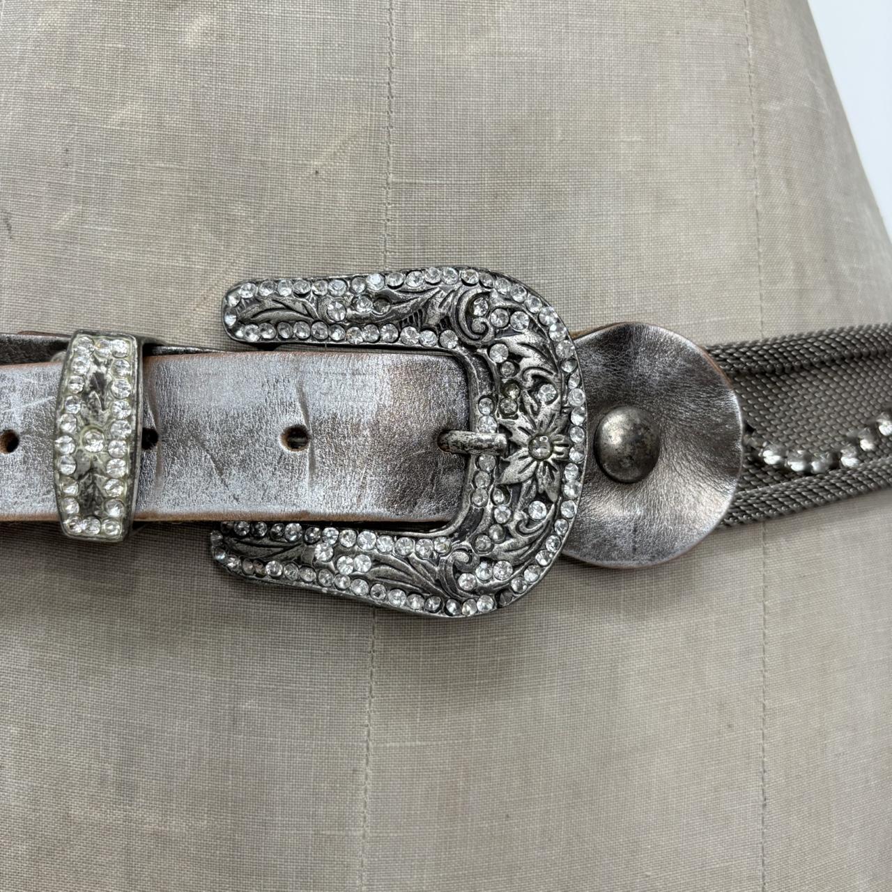 Silver metal western studded belt