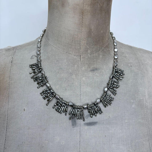 Silver hammered  necklace