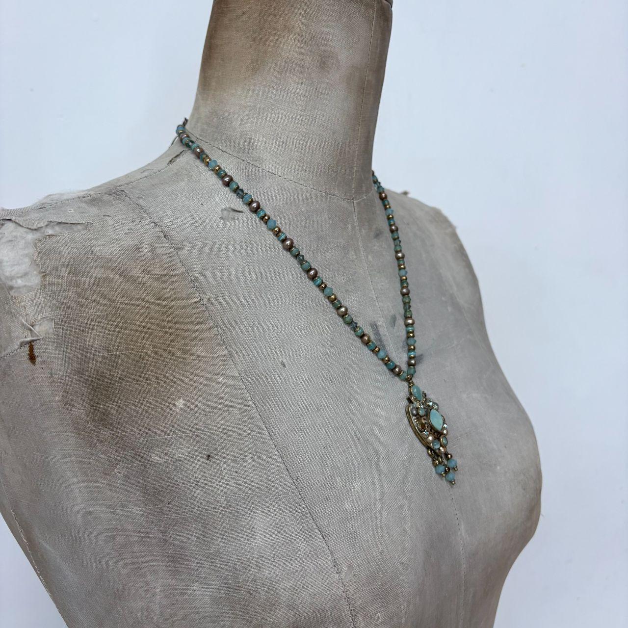Beaded boho stone necklace
