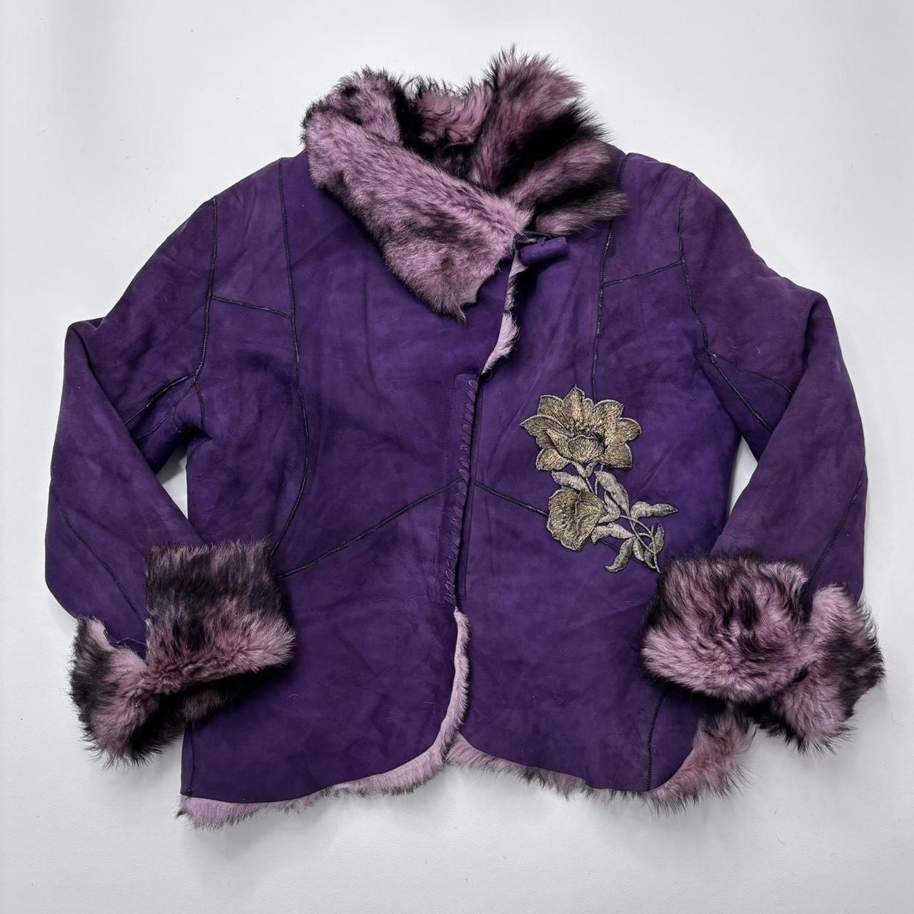 Suede embroidered fur boho jacket