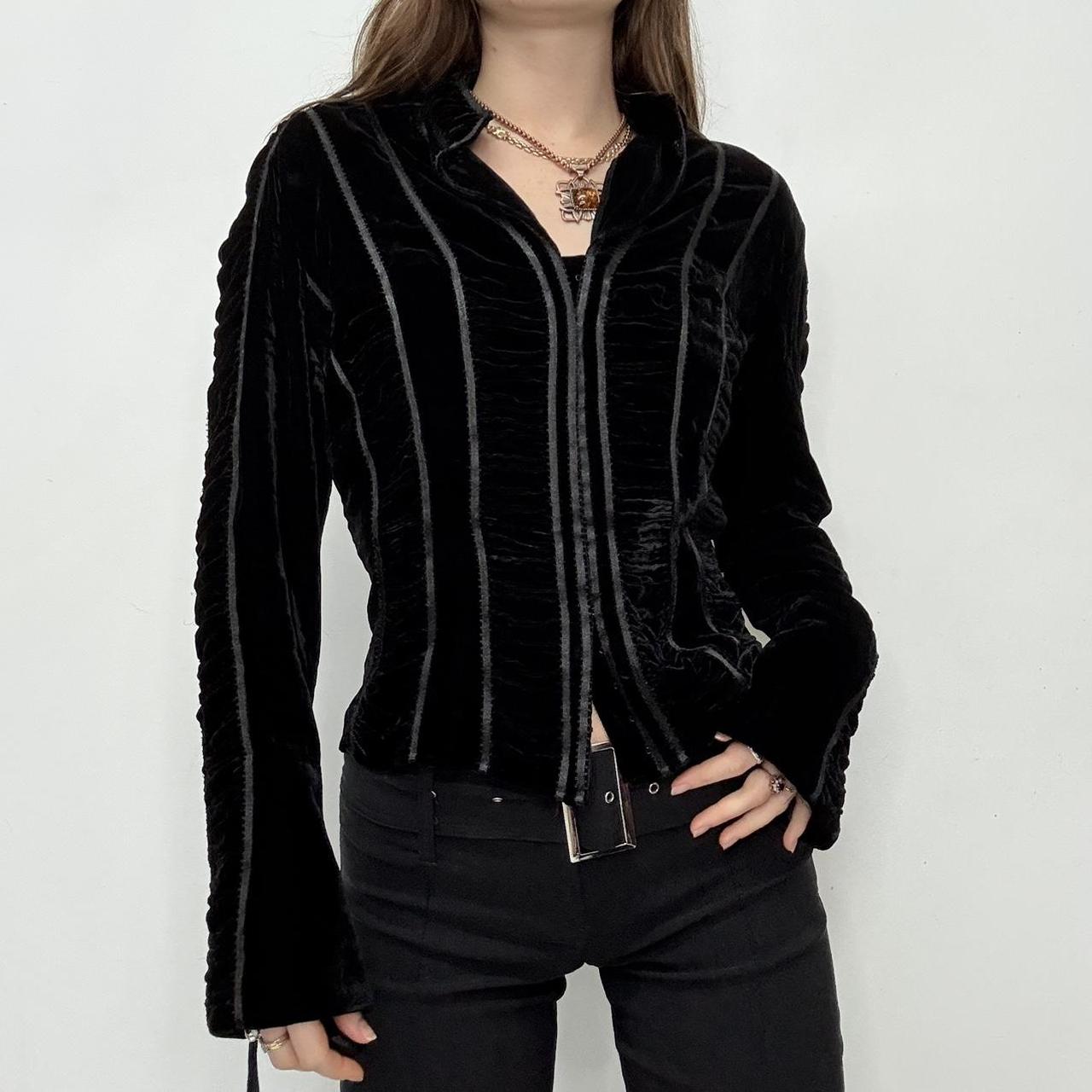 Black velvet cinched corset shirt