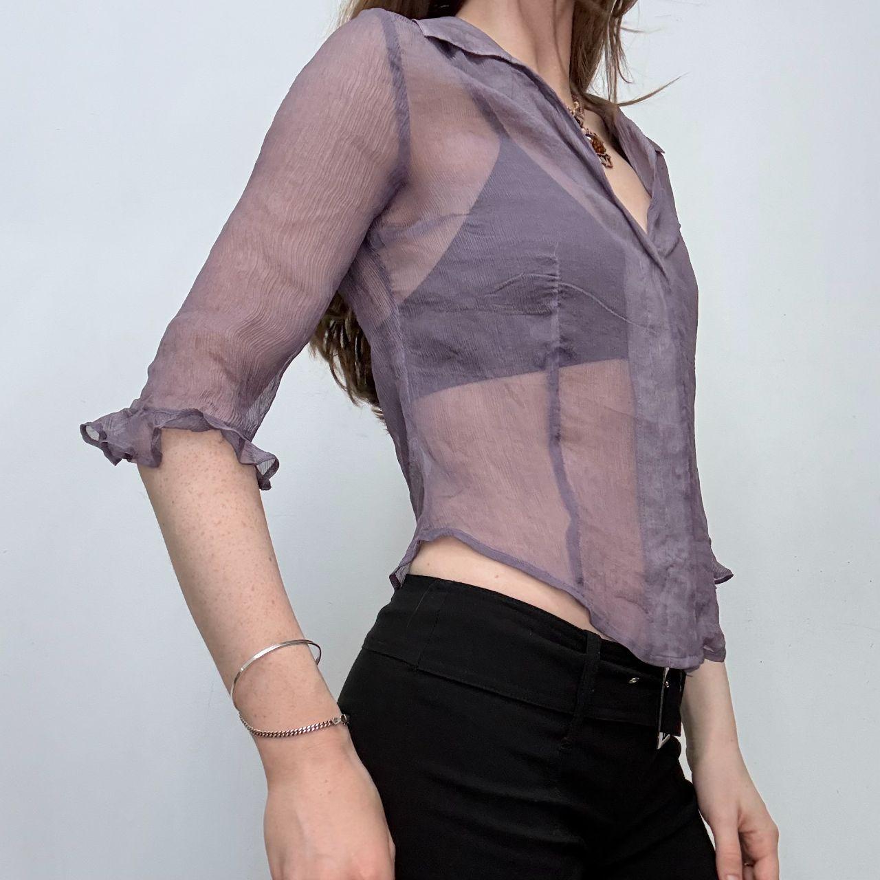 Sheer lilac silk floaty shirt