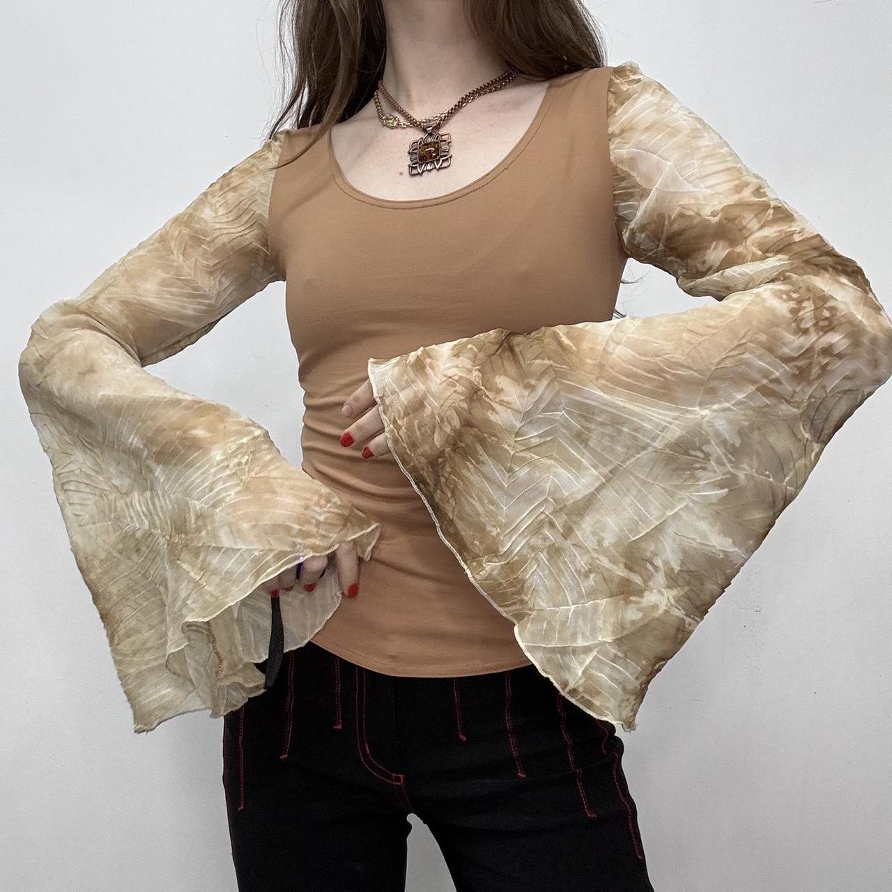 Tan boho flared fairy top