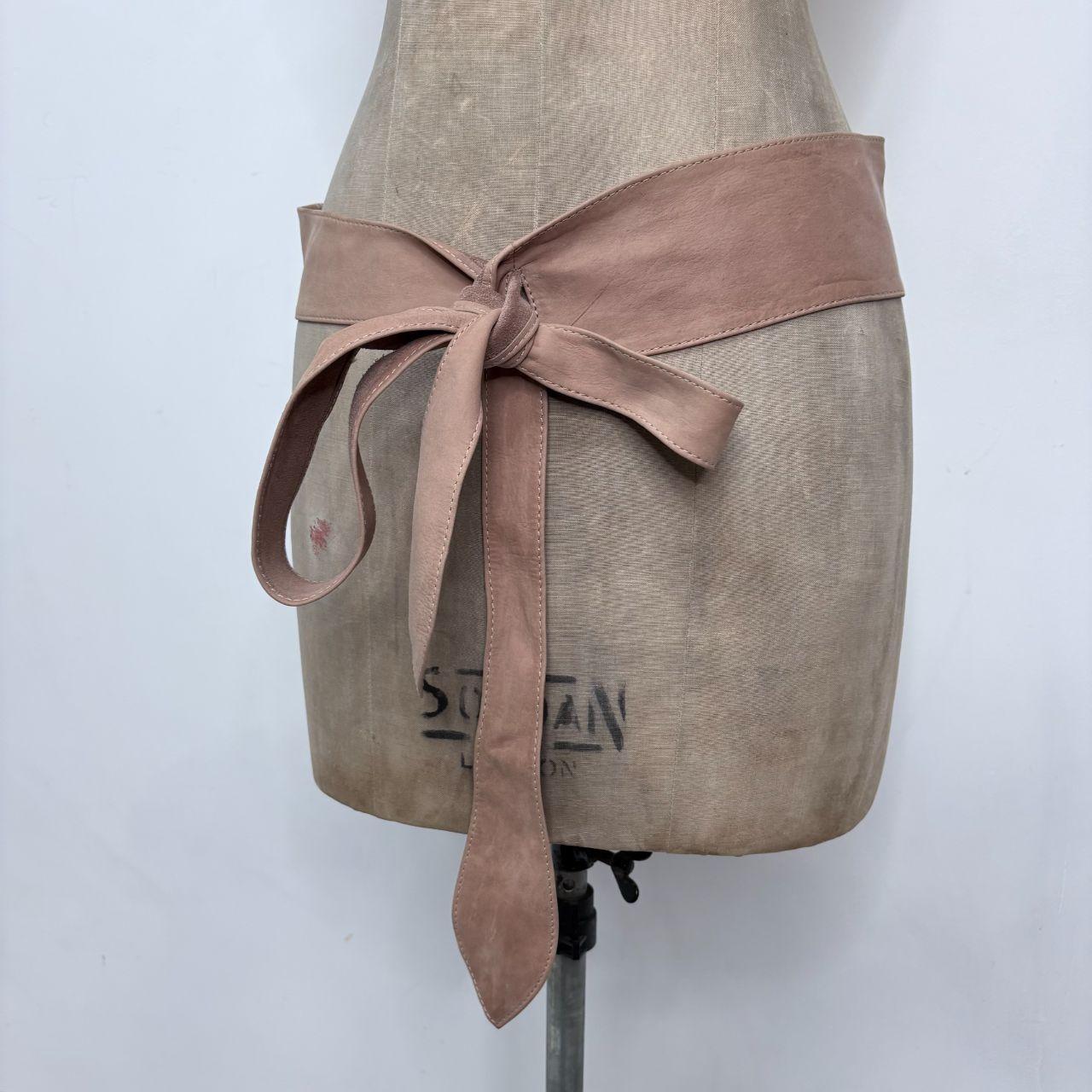 Tan leather wrap bow belt