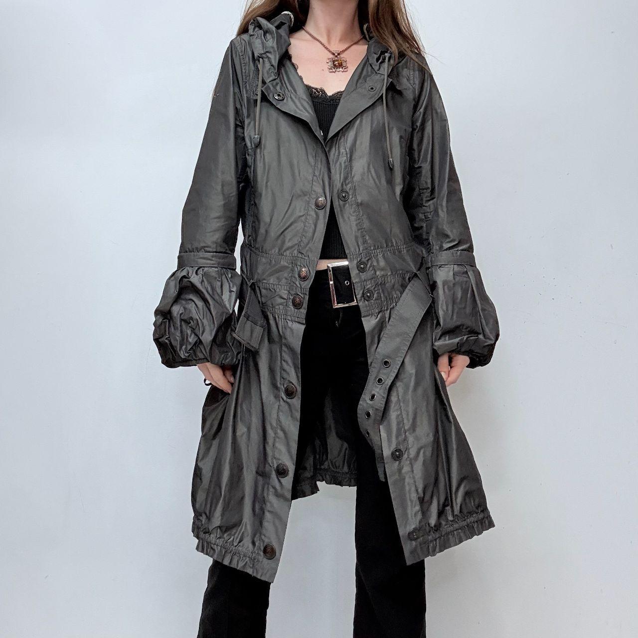 Silver grunge flared puff jacket