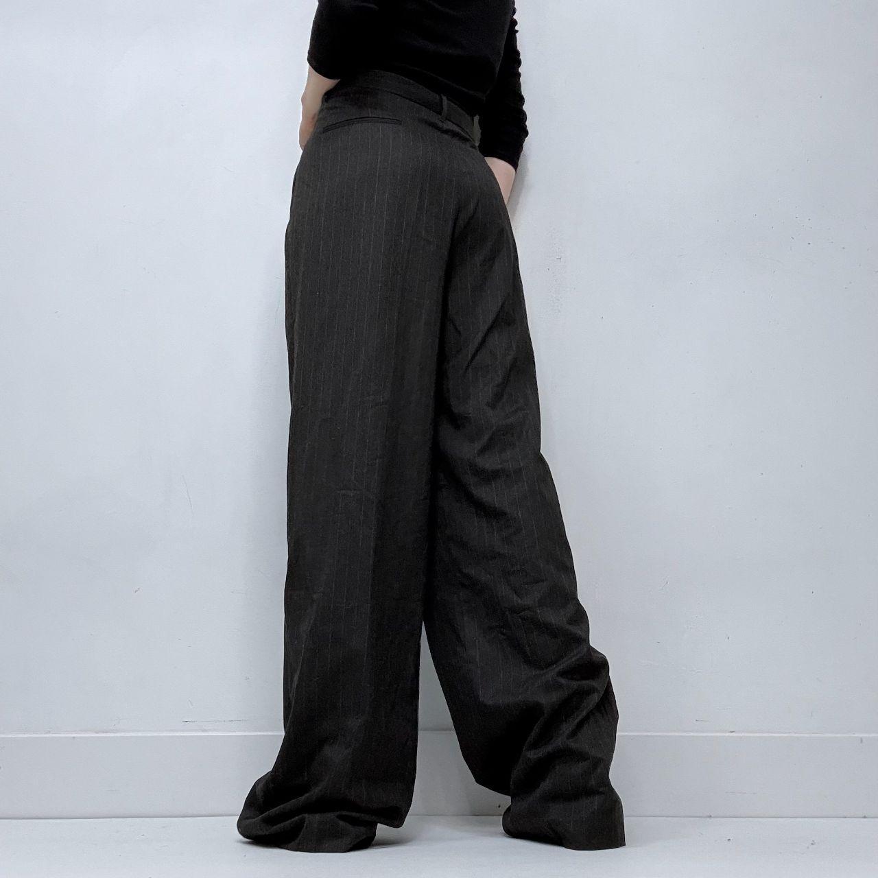 Grey pinstripe wide leg trousers
