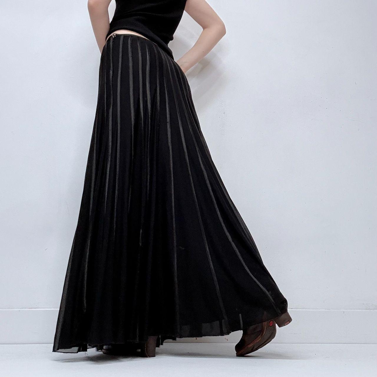 Black ribbon striped flared grunge skirt