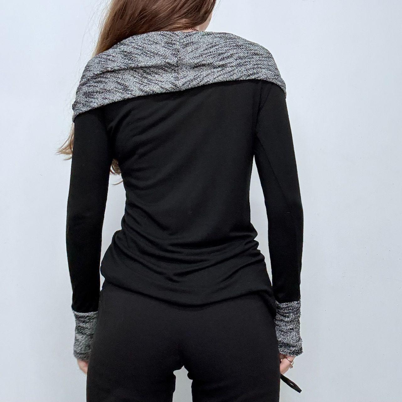 Black fold over wide neck slouchy top