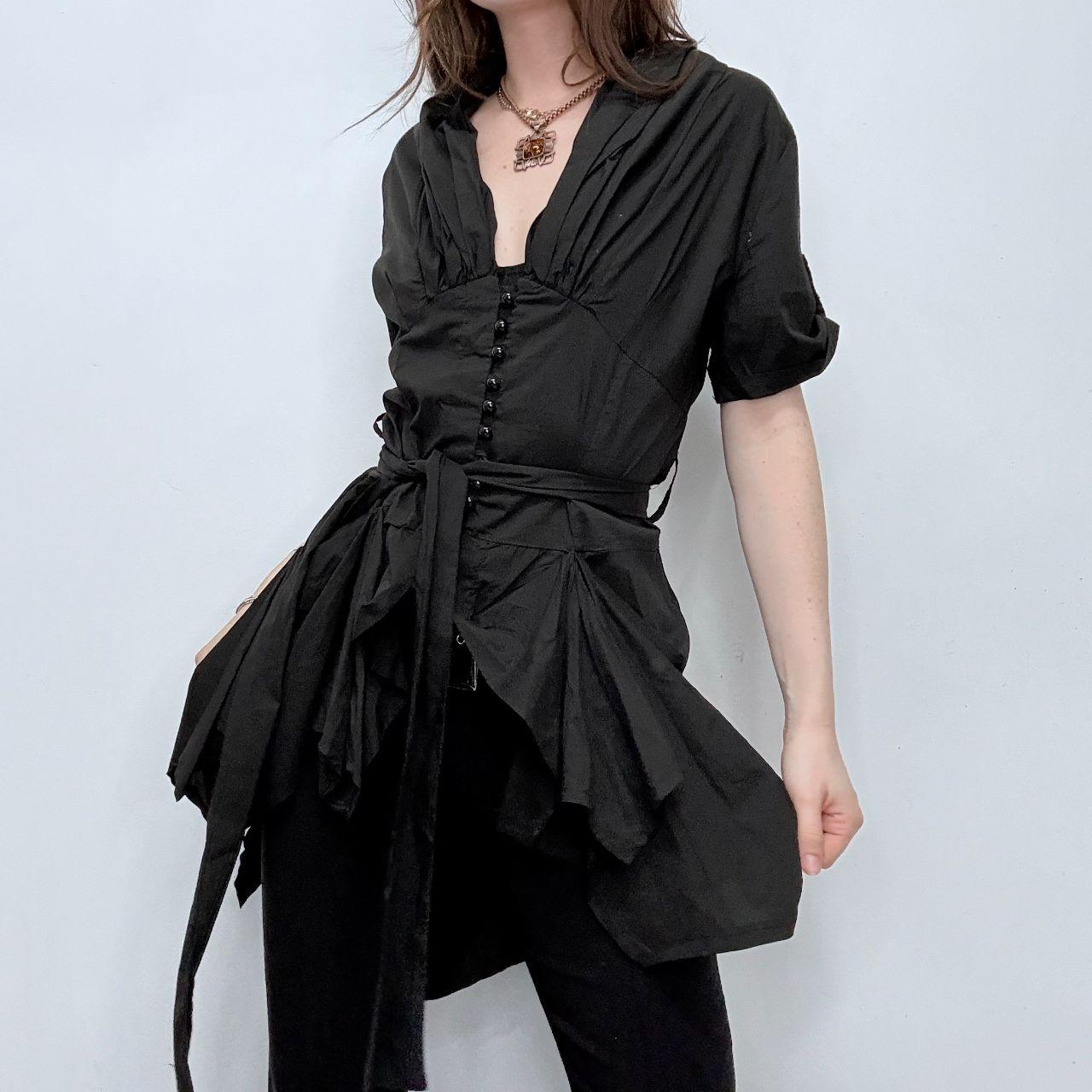 Black gathered gothic flared top