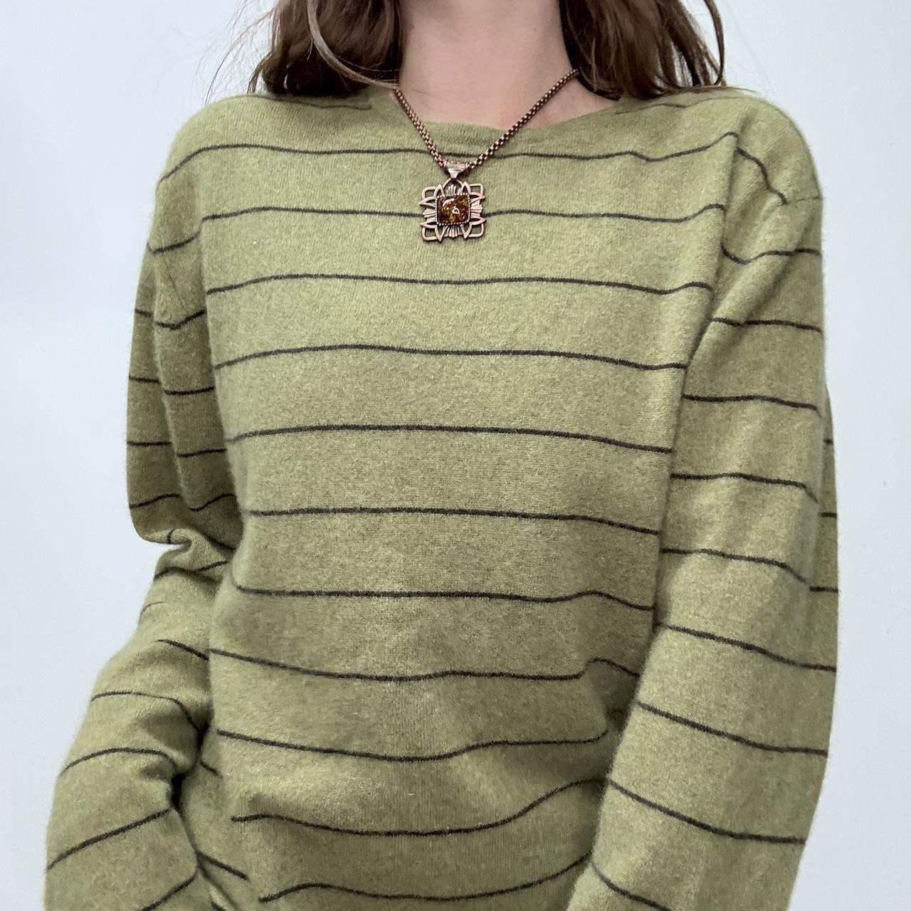 Green cashmere striped jumper