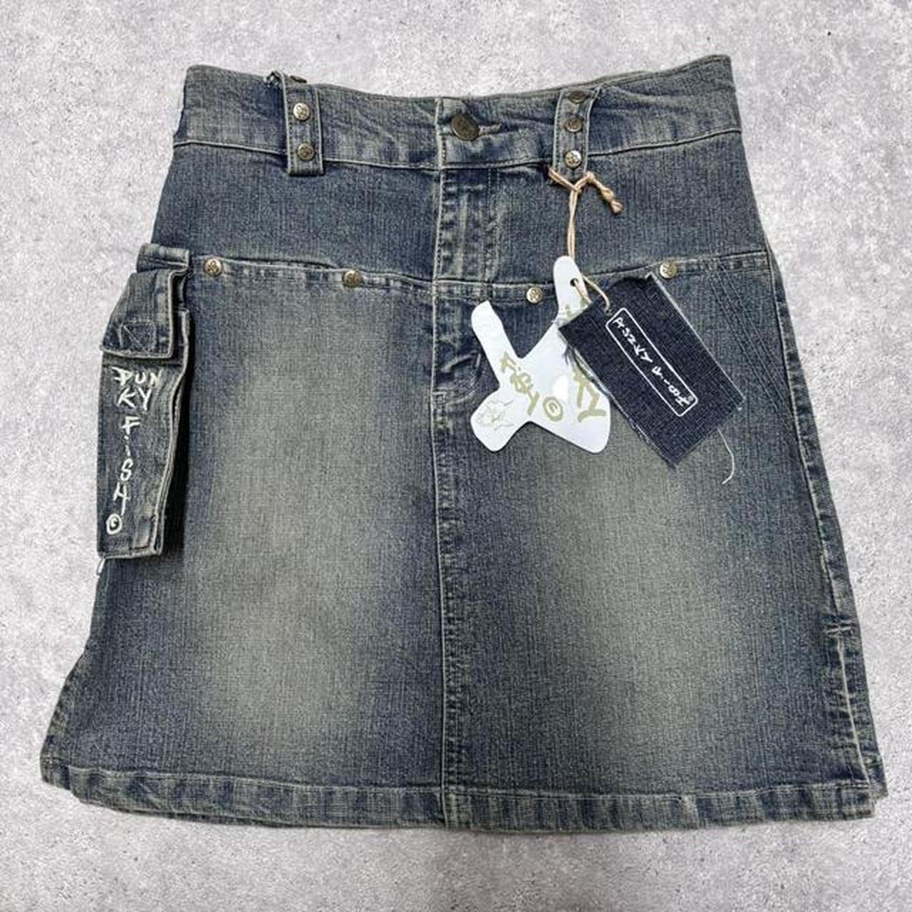 Mini cargo denim skirt