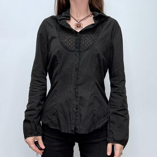 Black flared lace shirt