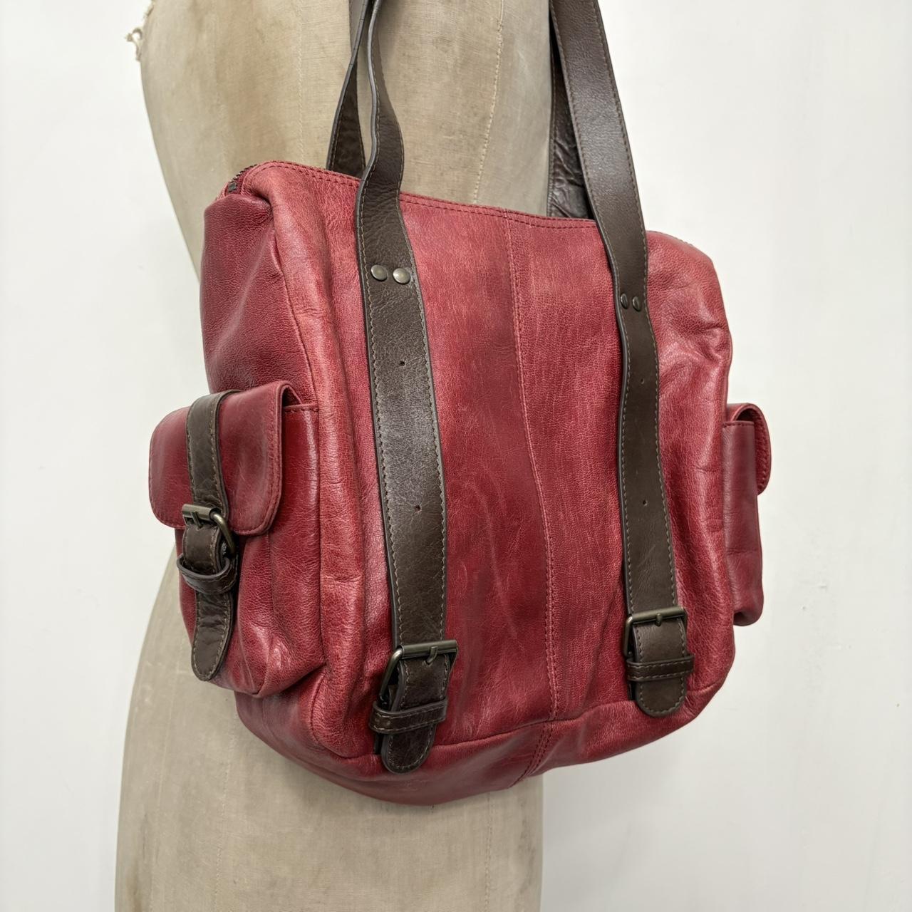 Red leather shoulder bag