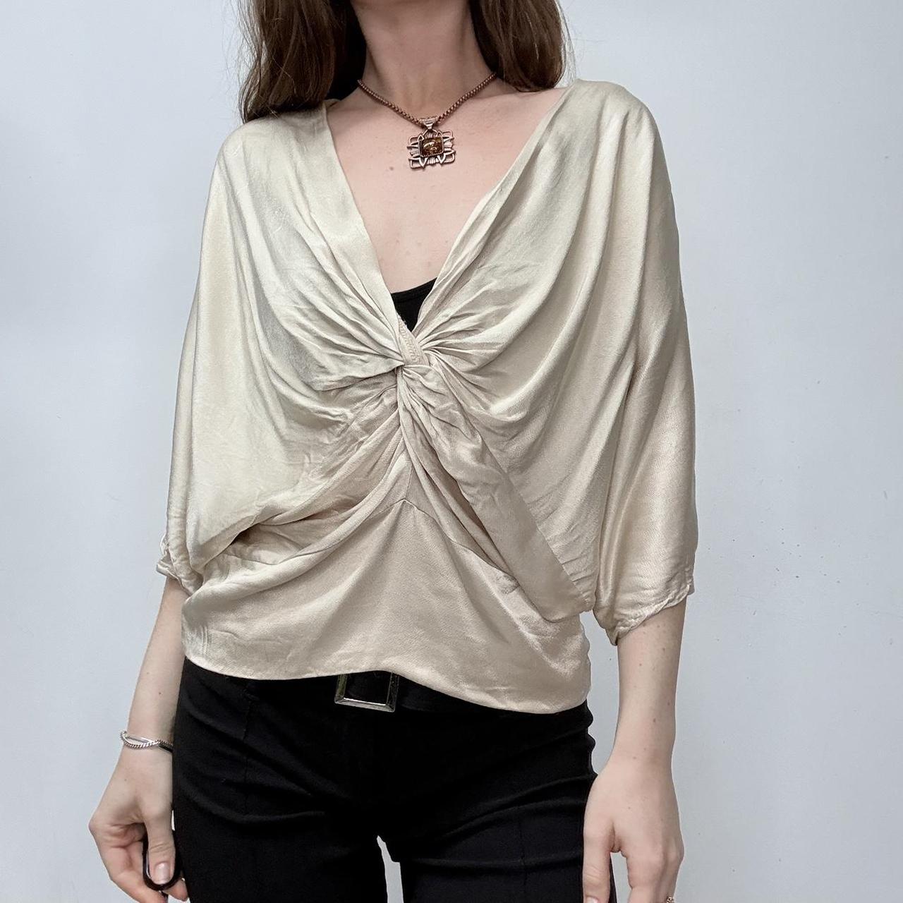 Draped slouchy batwing ruched shirt