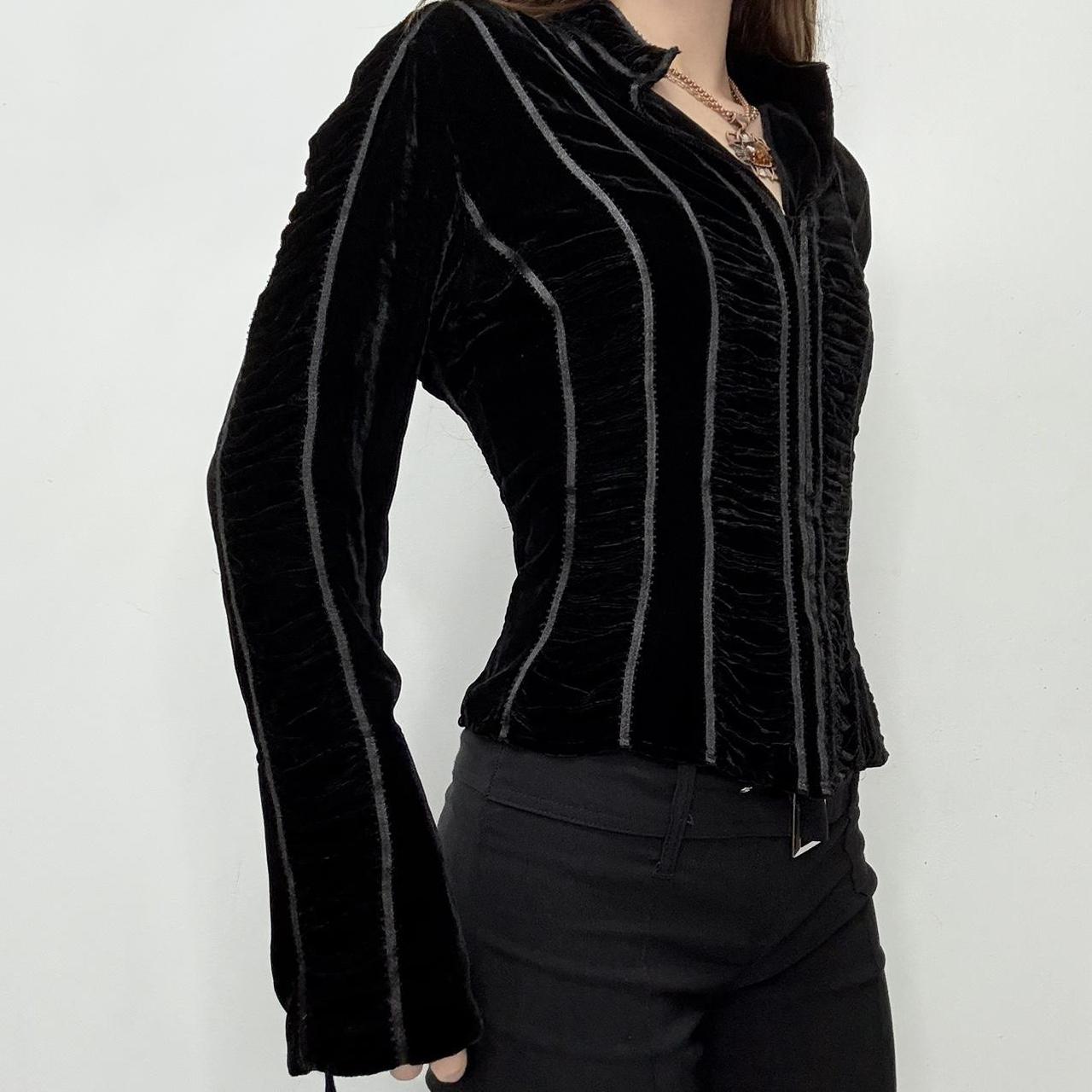 Black velvet cinched corset shirt