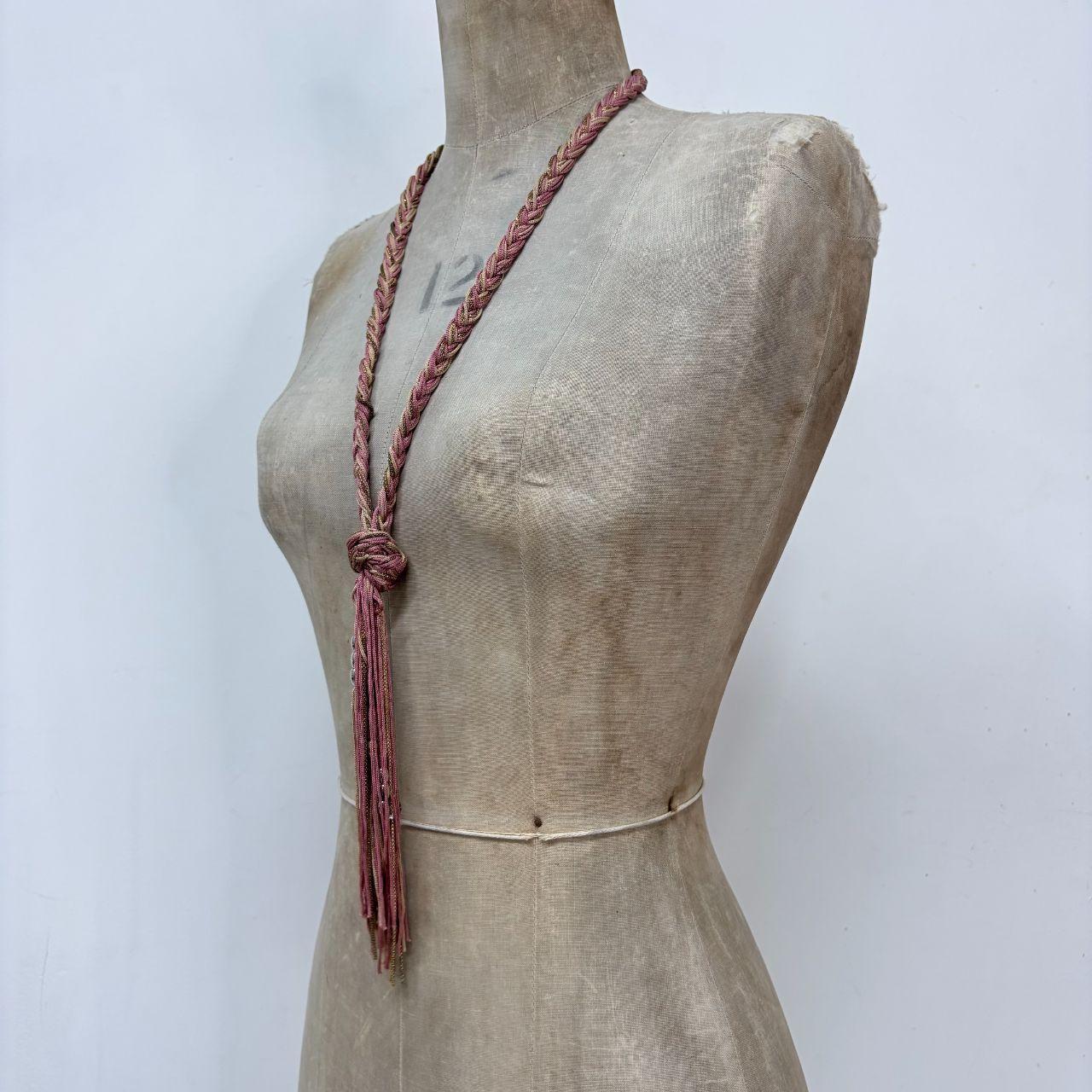 Pink woven chain necklace