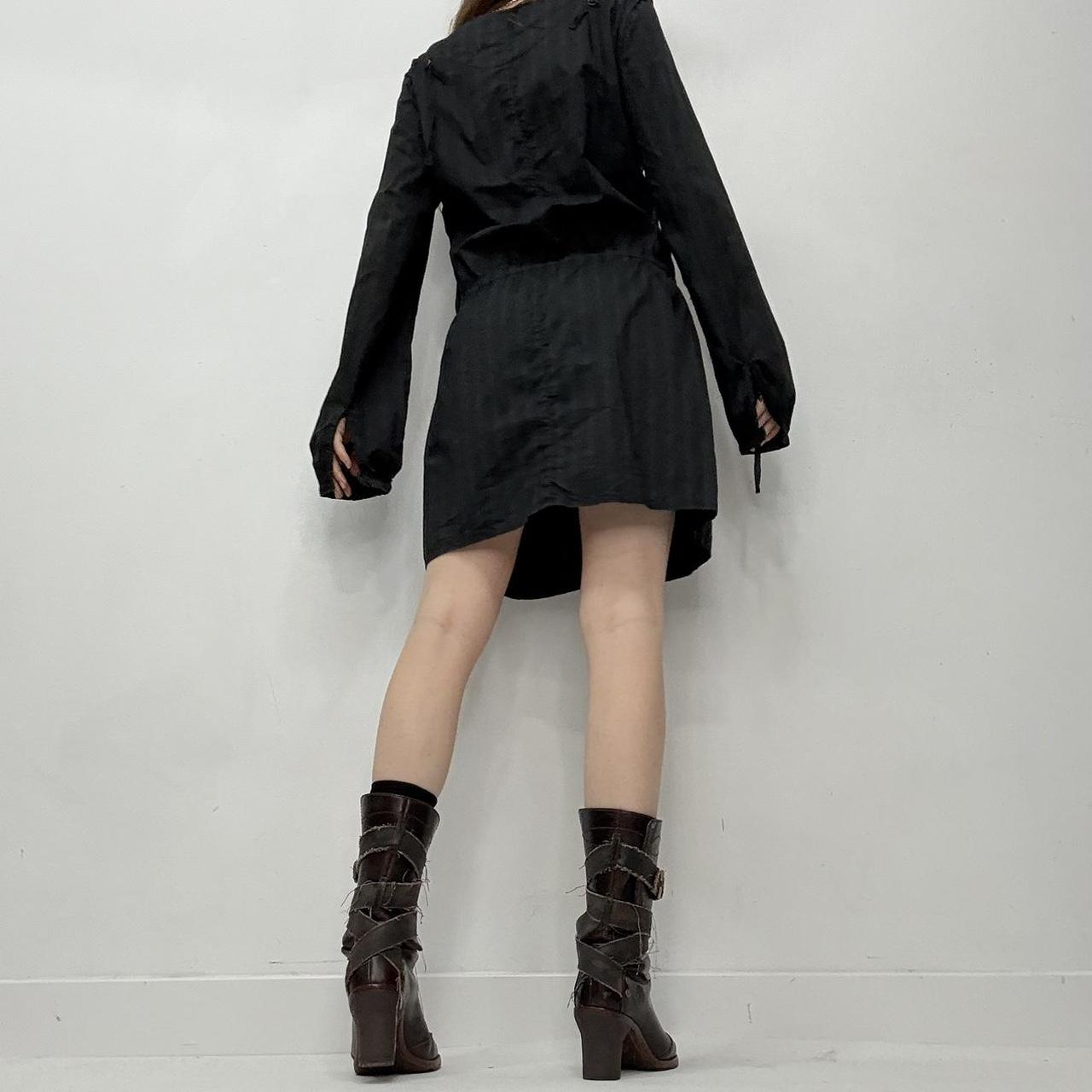 Black pinstripe cargo puff dress