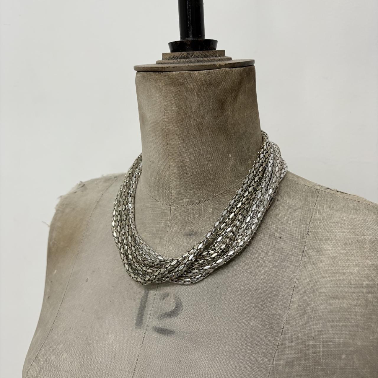 Layered silver chain necklace