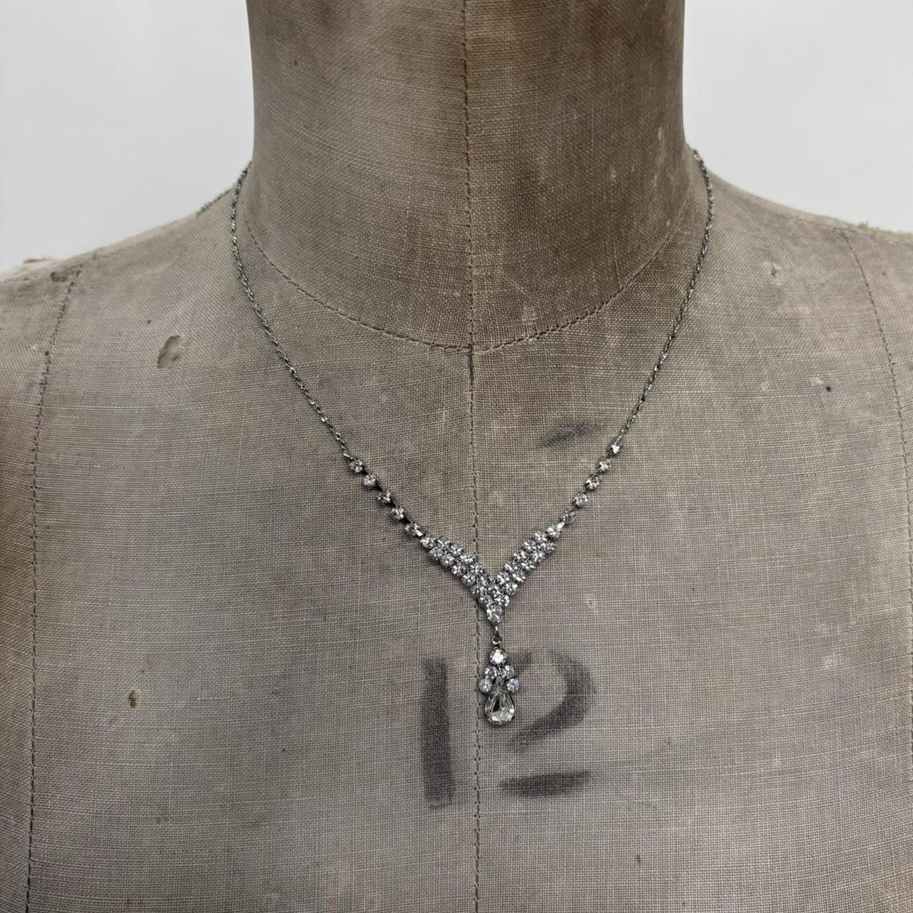 Silver diamond tennis necklace