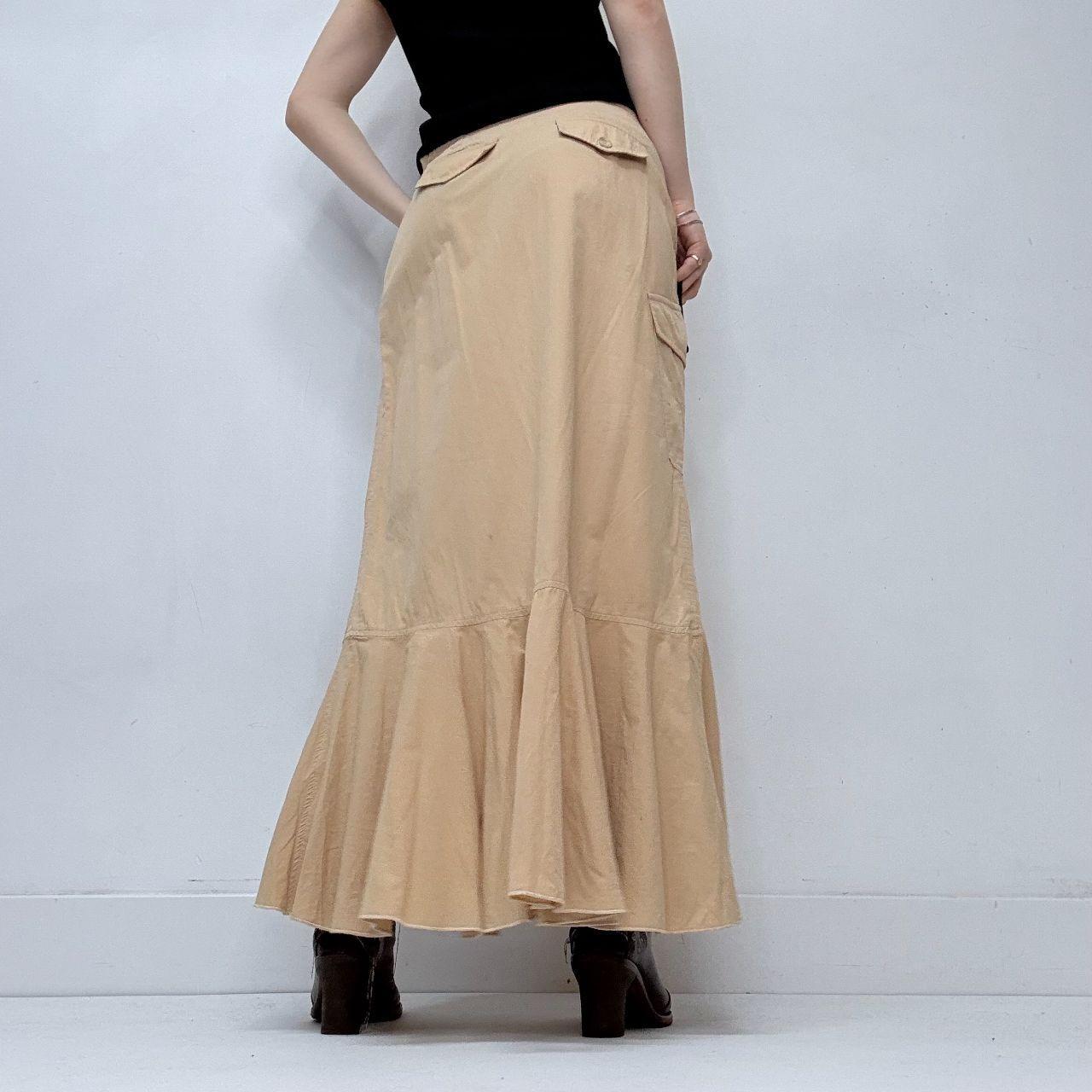 Tan ruffle asymmetric boho skirt