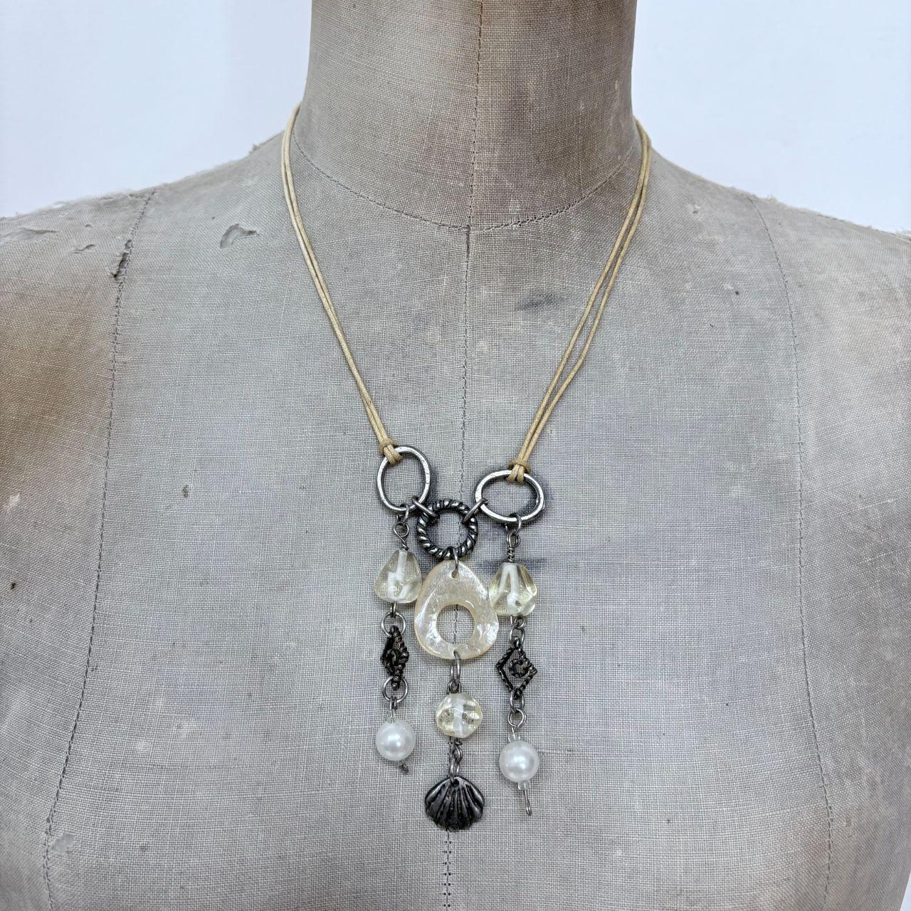 Boho beaded charm necklace