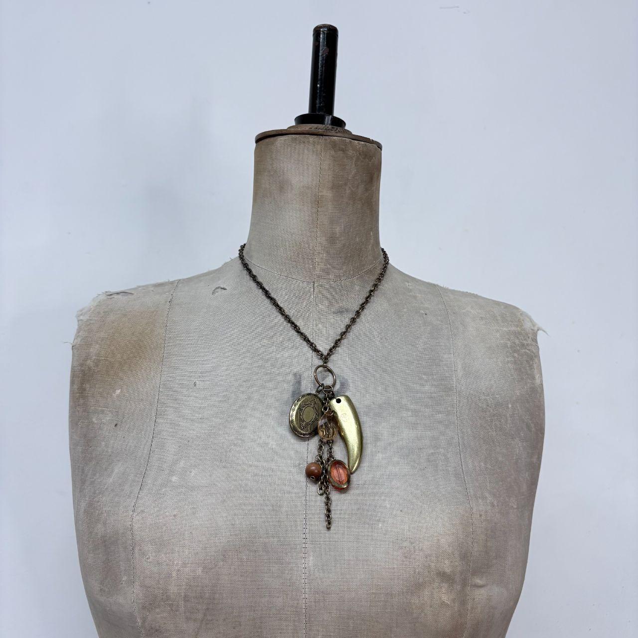Boho hanging beaded charm necklace