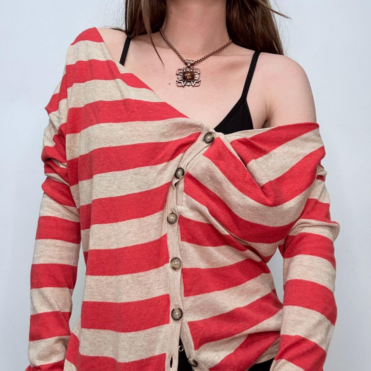 Slouchy asymmetric striped knitted allsaints jumper