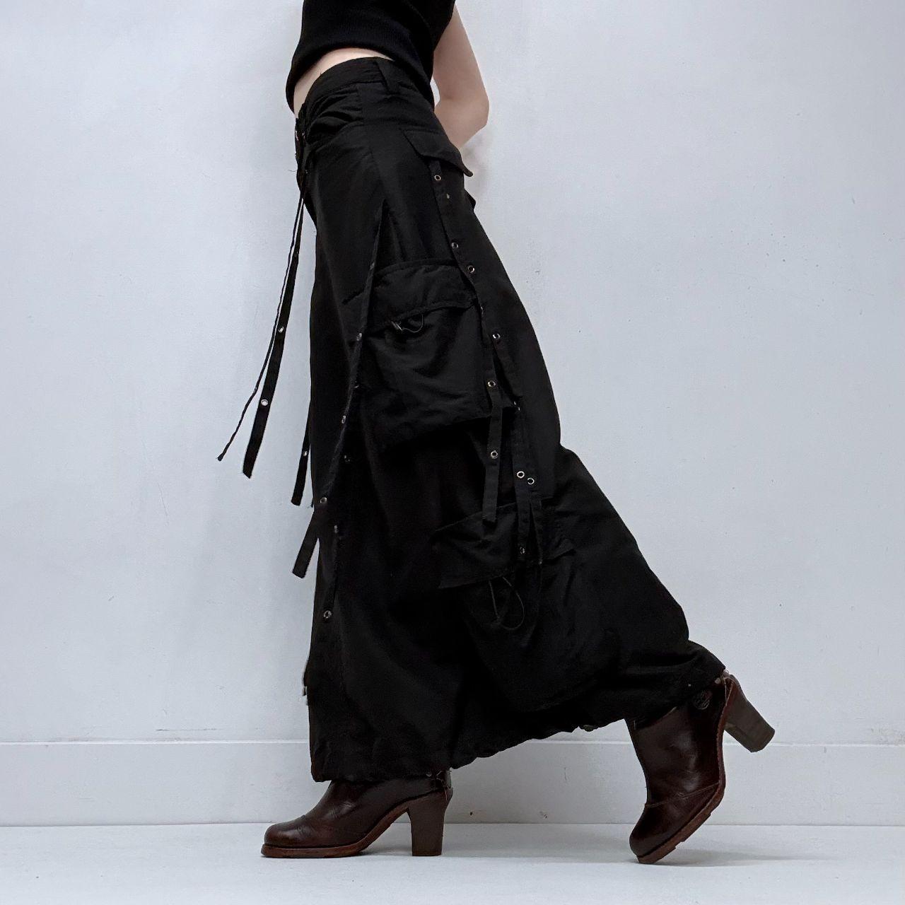 Black low rise parachute gothic skirt