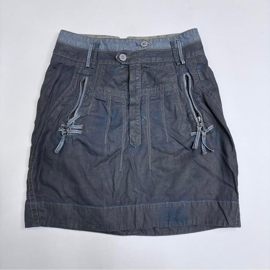 Utility cargo asymmetric button skirt