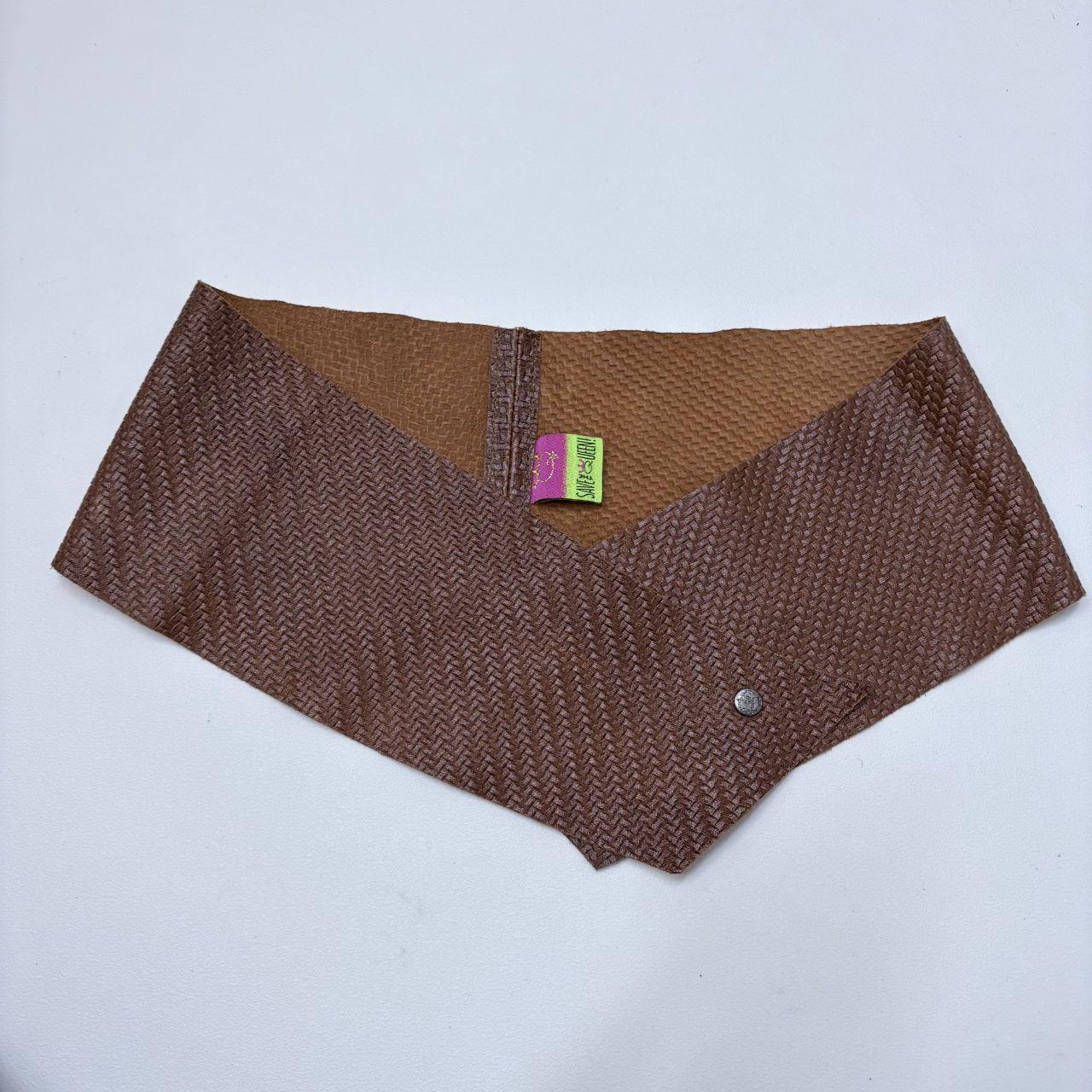 Brown woven leather save the queen belt