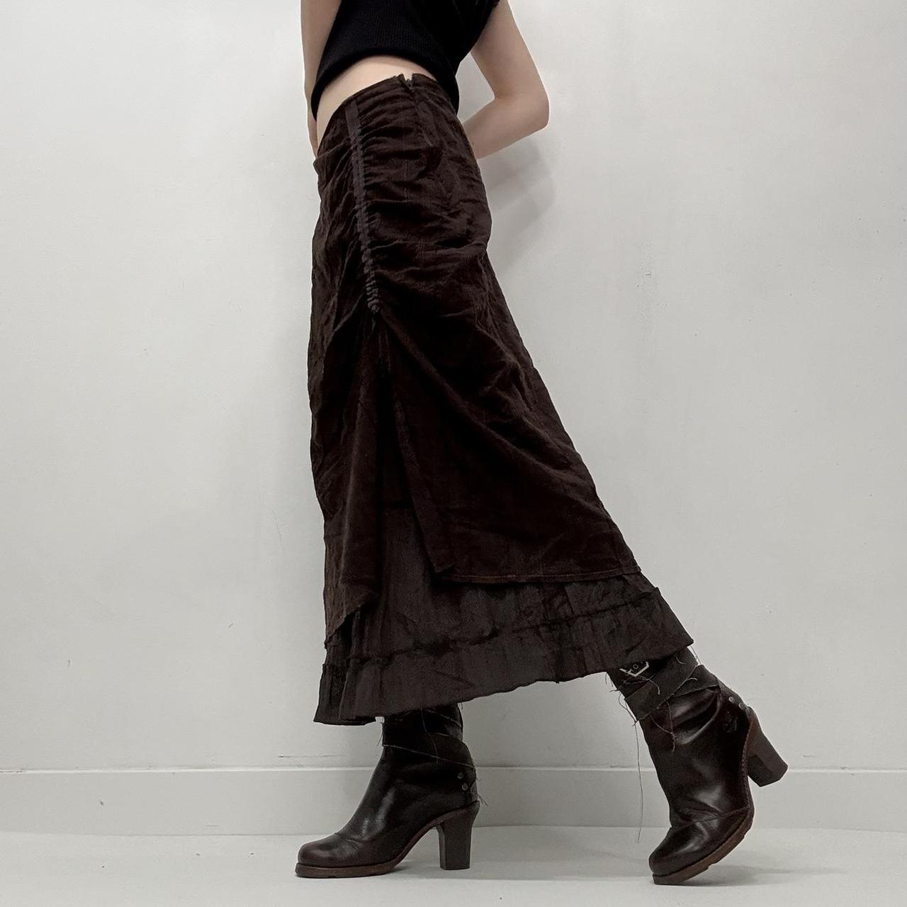 Brown pinstriped layered skirt