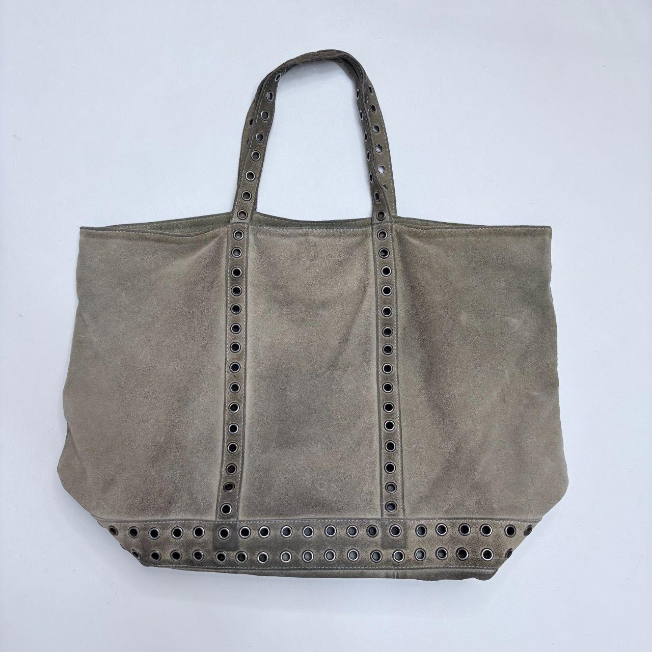 Khaki suede eyelet bag