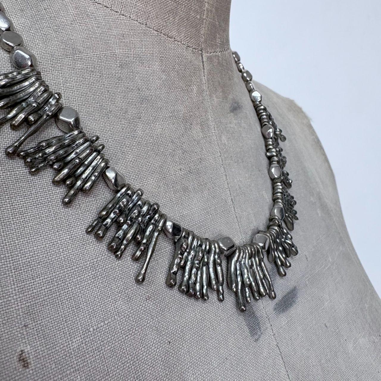 Silver hammered  necklace