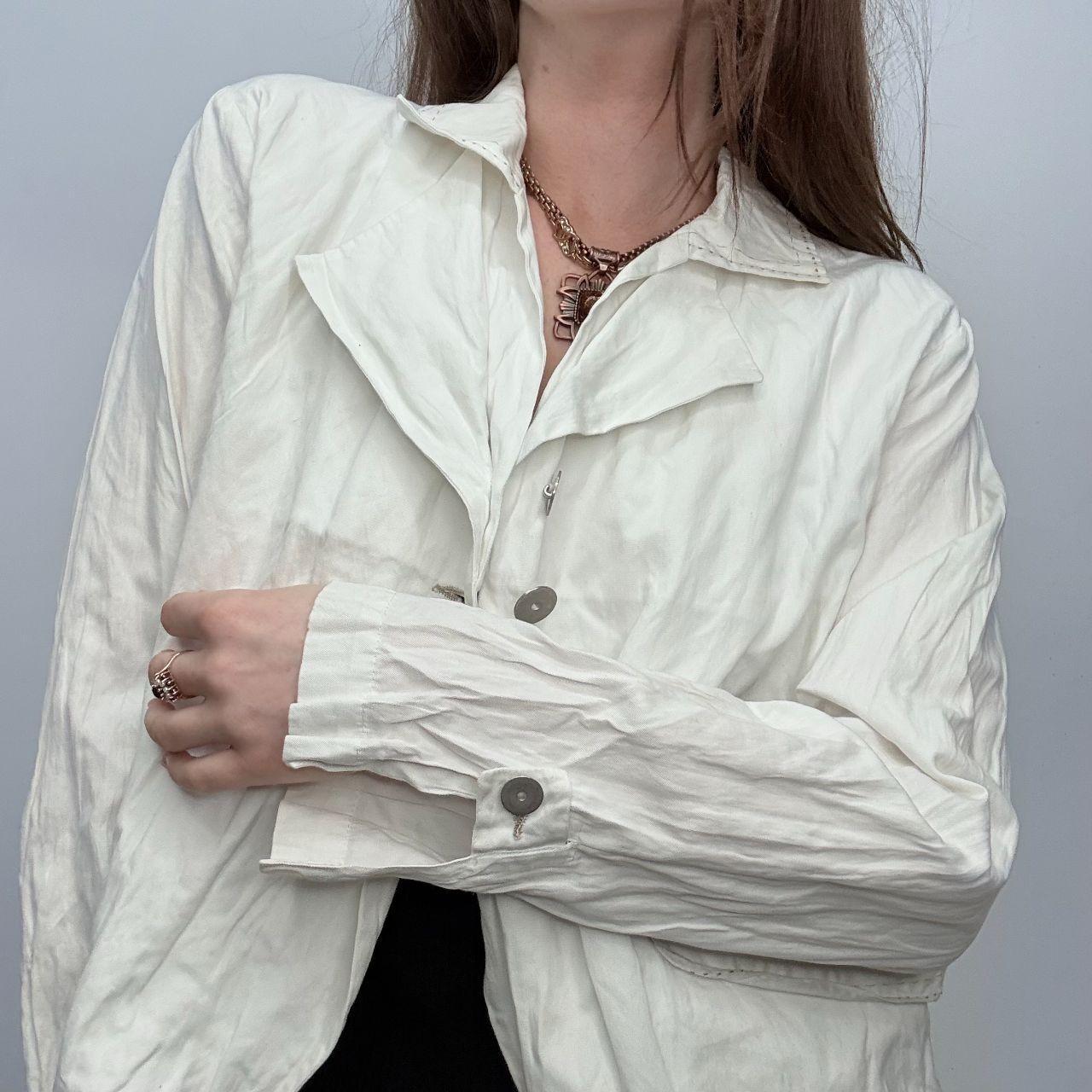White crinkle flared jacket