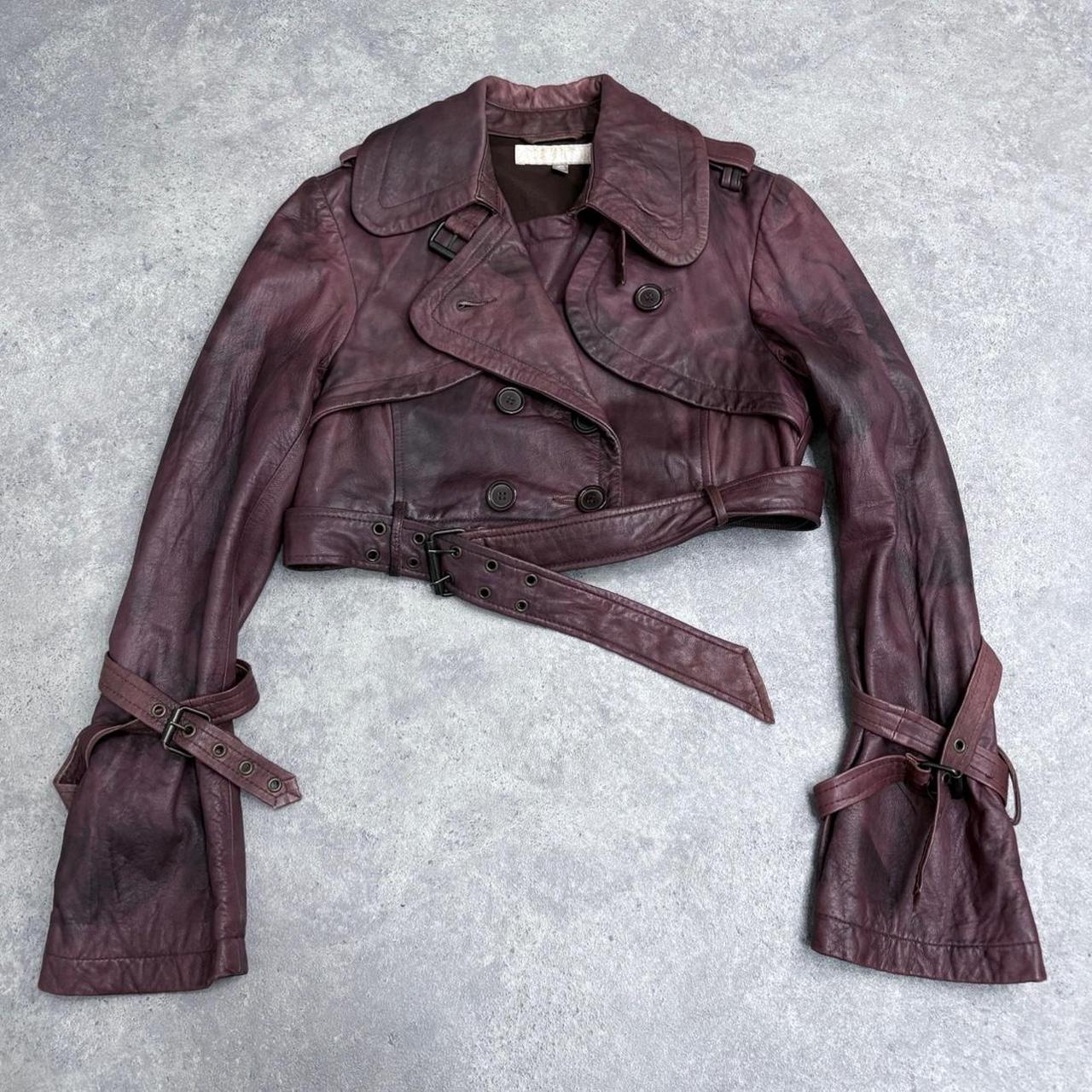 Crop distressed allsaints leather trench