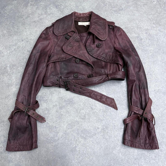 Crop distressed allsaints leather trench