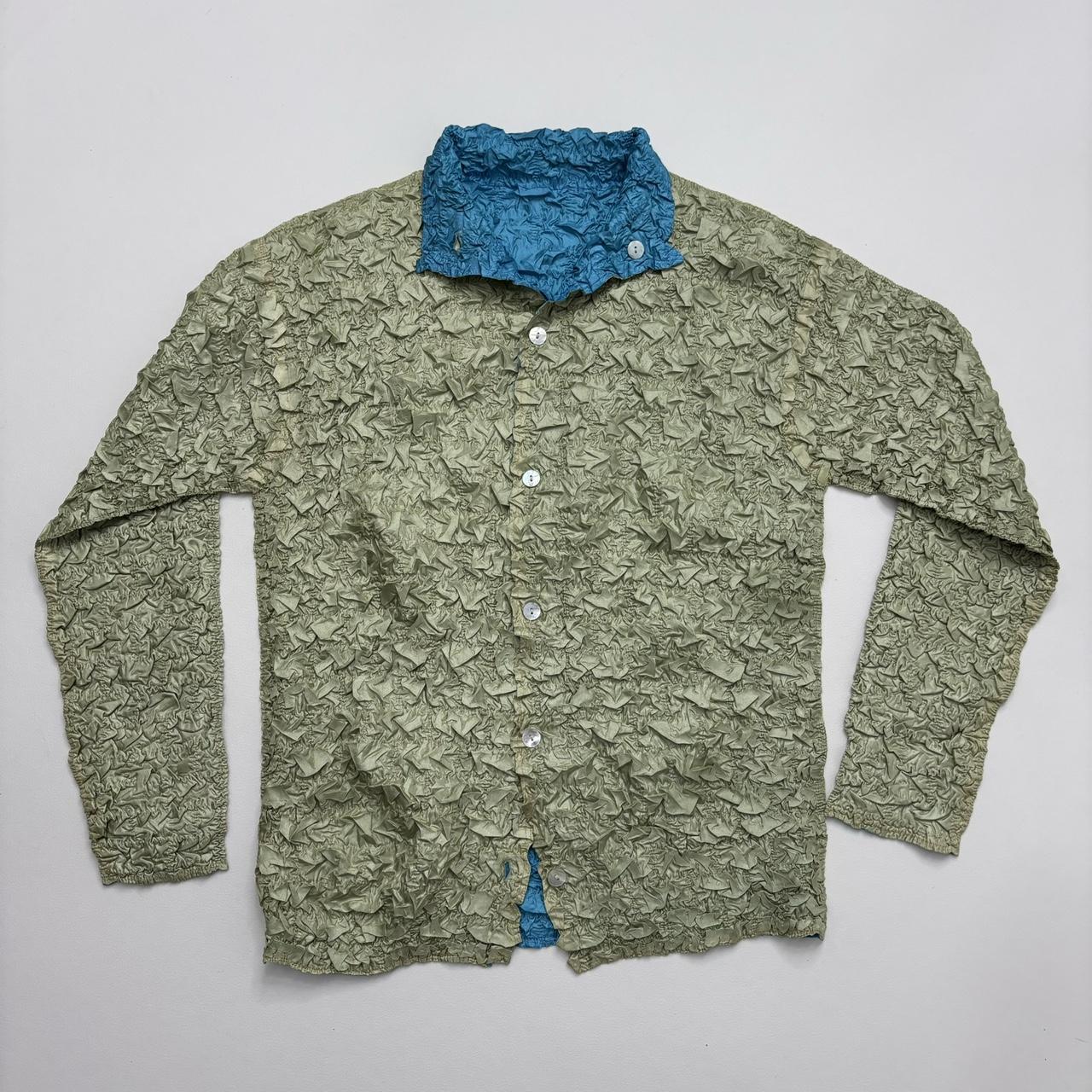 Crinkled reversible button-up shirt