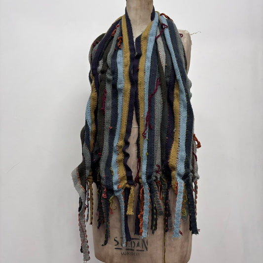 Striped wool knit scarf