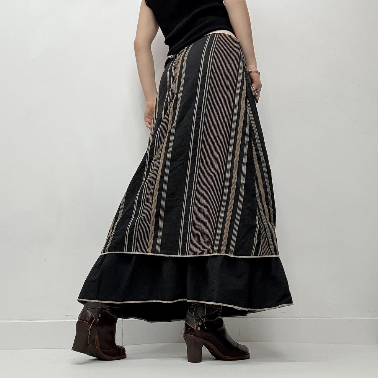 Pinstripe layered aline maxi skirt