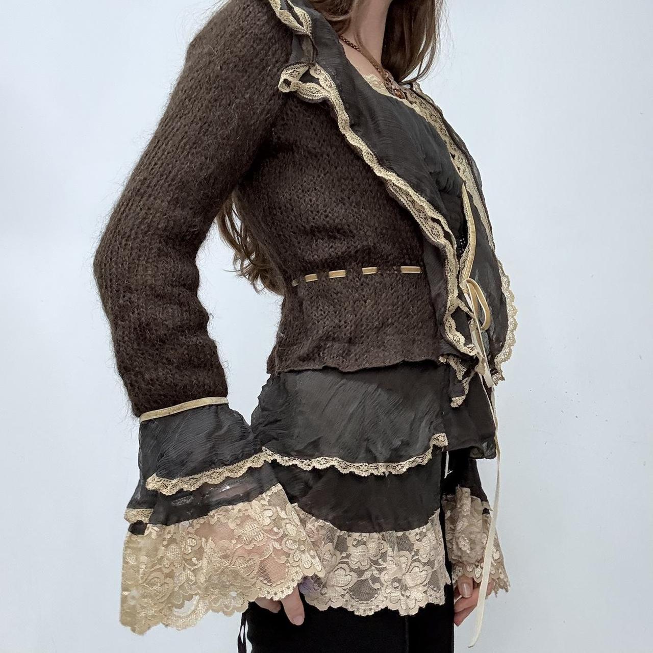 Brown mohair lace flared top