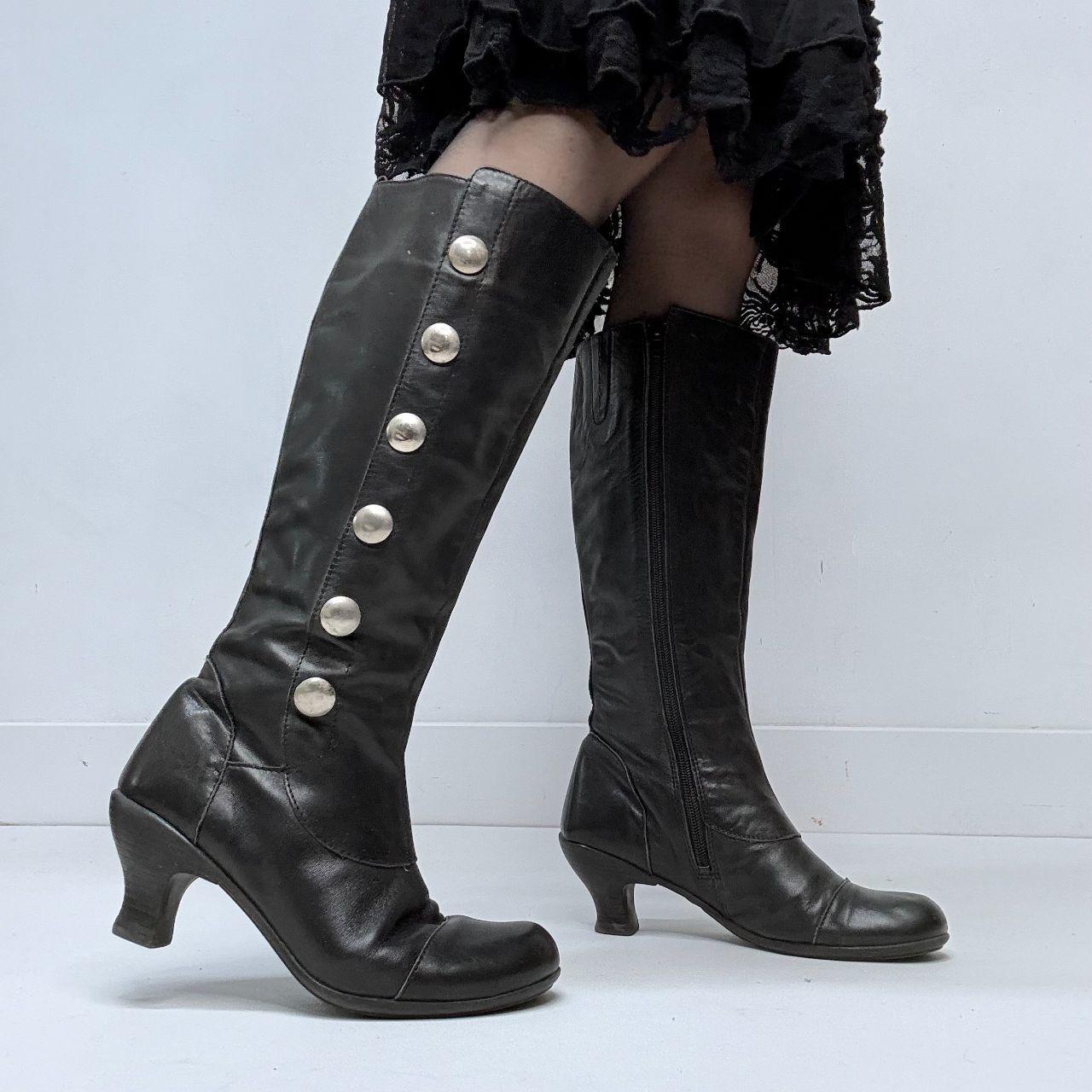 Black studded eyelet black boots
