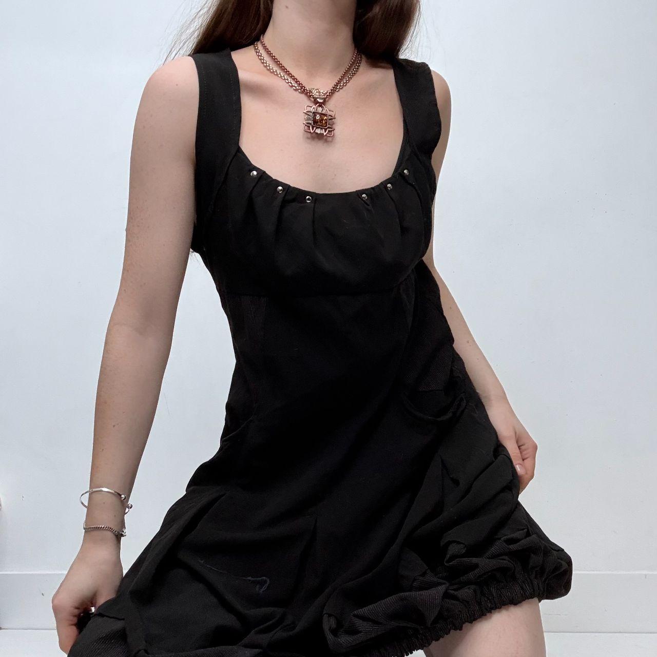 Black studded flared cargo dress