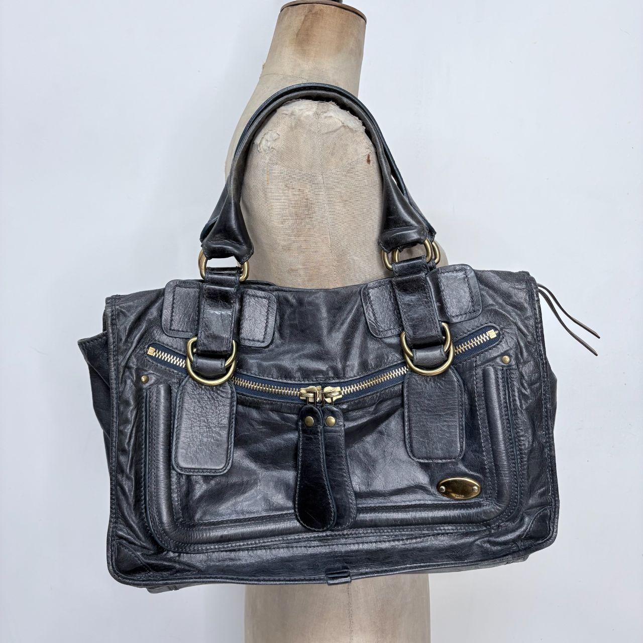 Chloé leather bay bag in navy