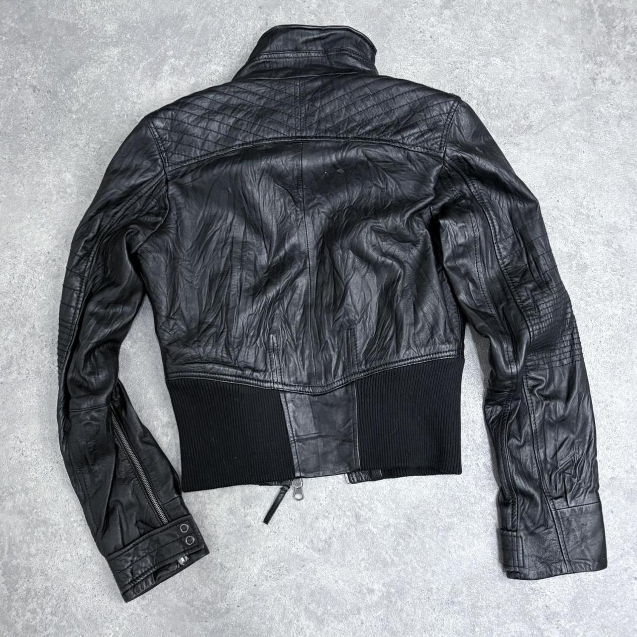 Black leather biker jacket