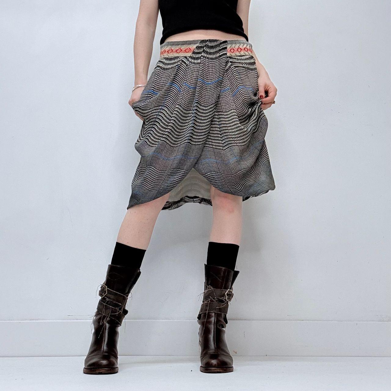 Pinstripe checked puff skirt