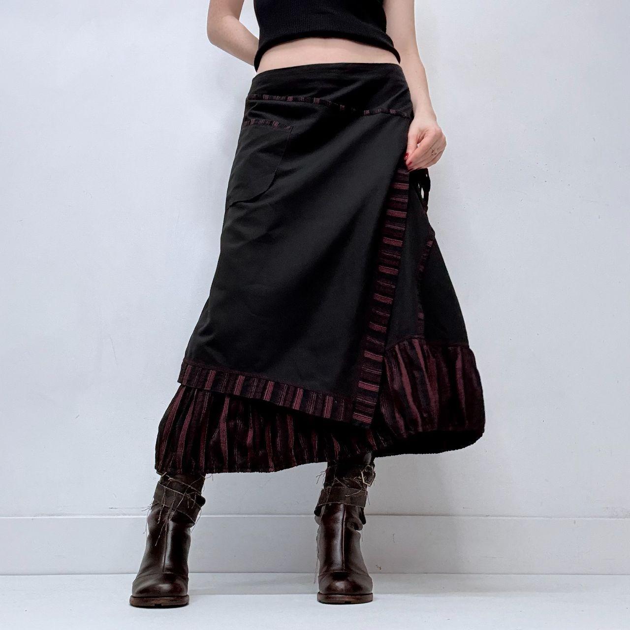 Black pinstripe asymmetric puff skirt